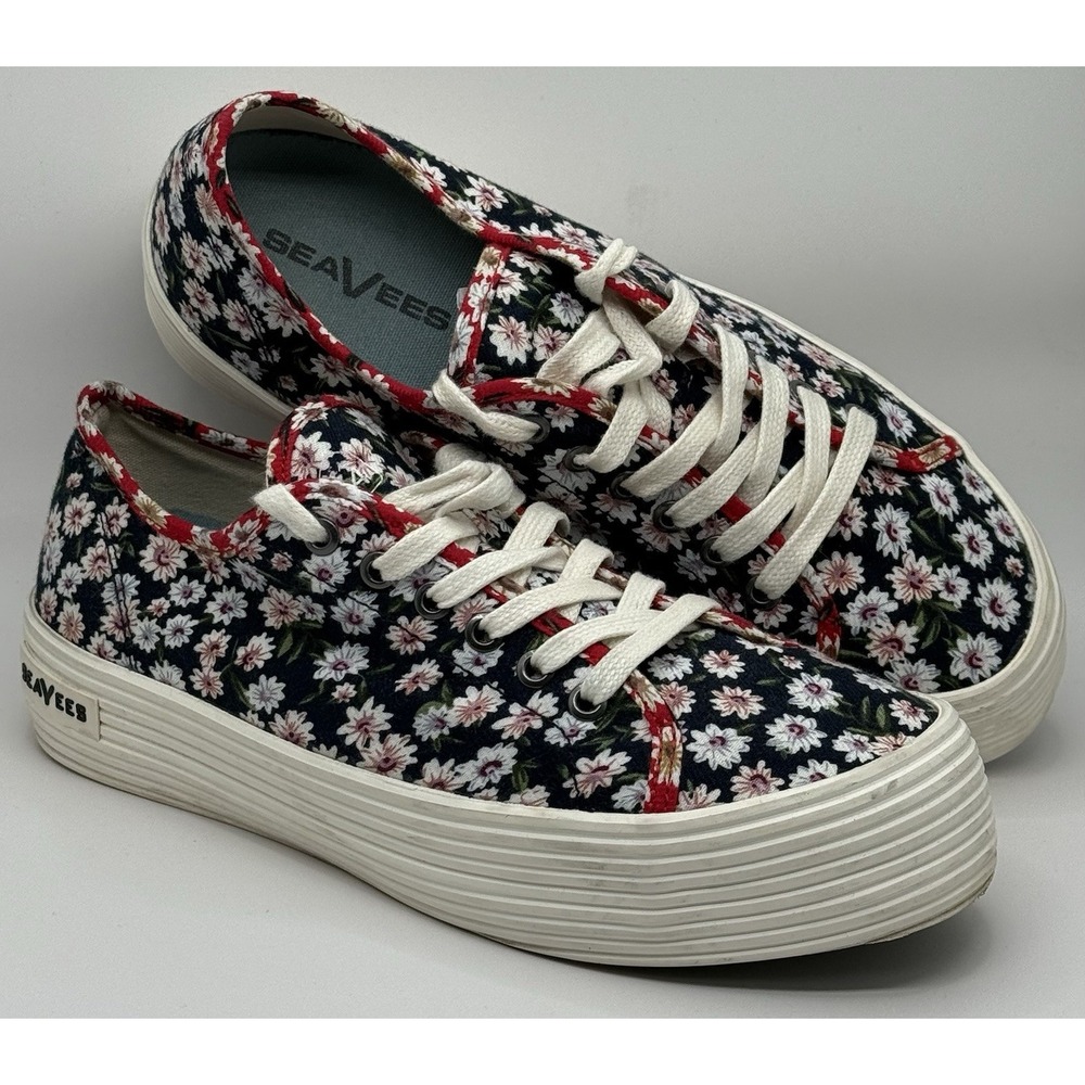 SeaVees‎ Monterey Daisy Patchwork Women Sz 7.5 Platform Cottage Core Boho
